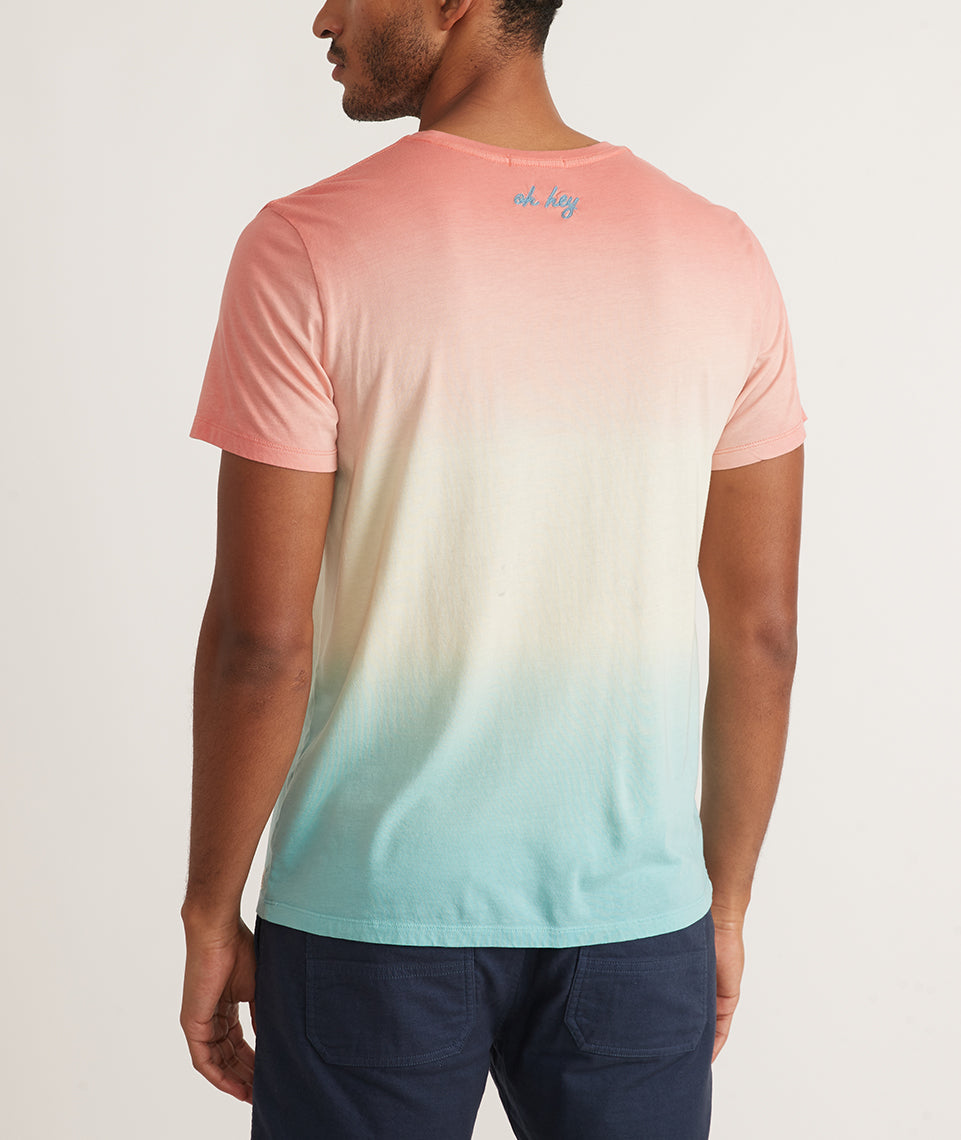 Signature Crew Tee in Ombre Sunset