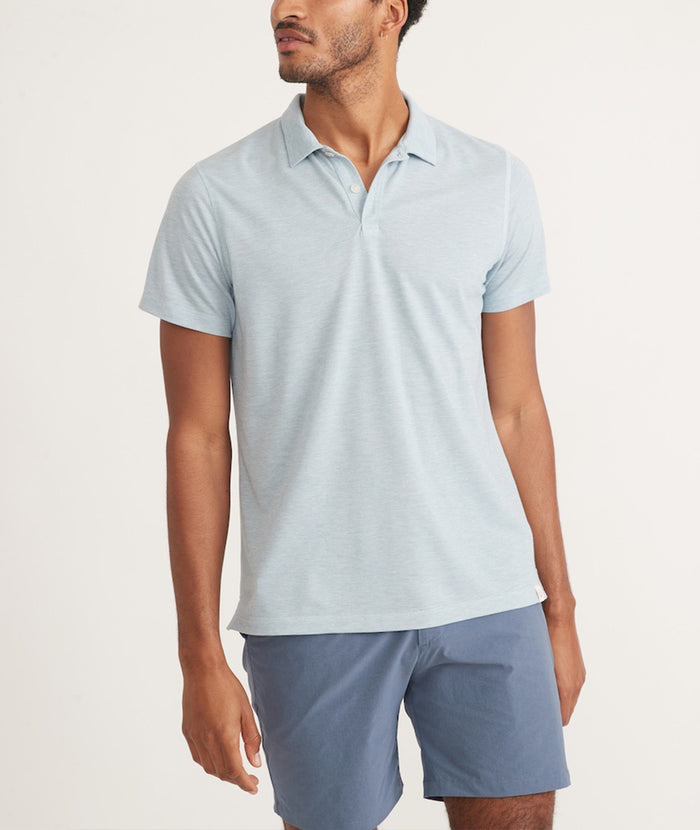 Marine in Cool China – Blue Polo Cotton Layer Pique Heather