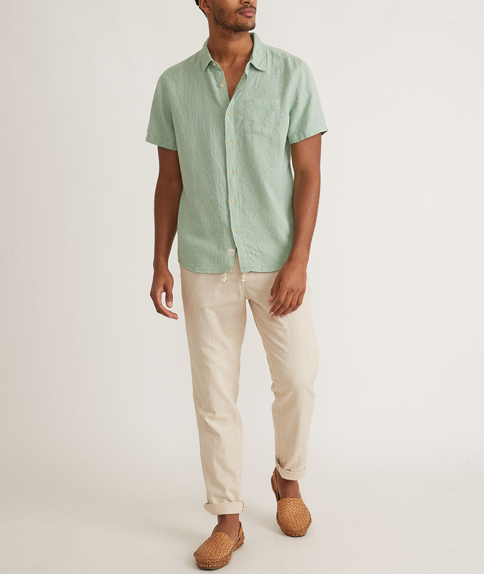 Theo Textured Shirt Green Marine – Silt Layer in