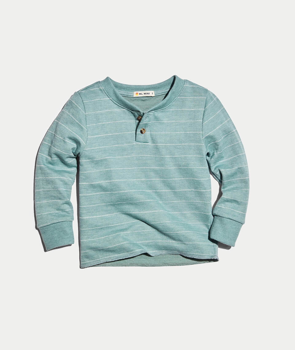 Mini Double Knit Henley Surf Green