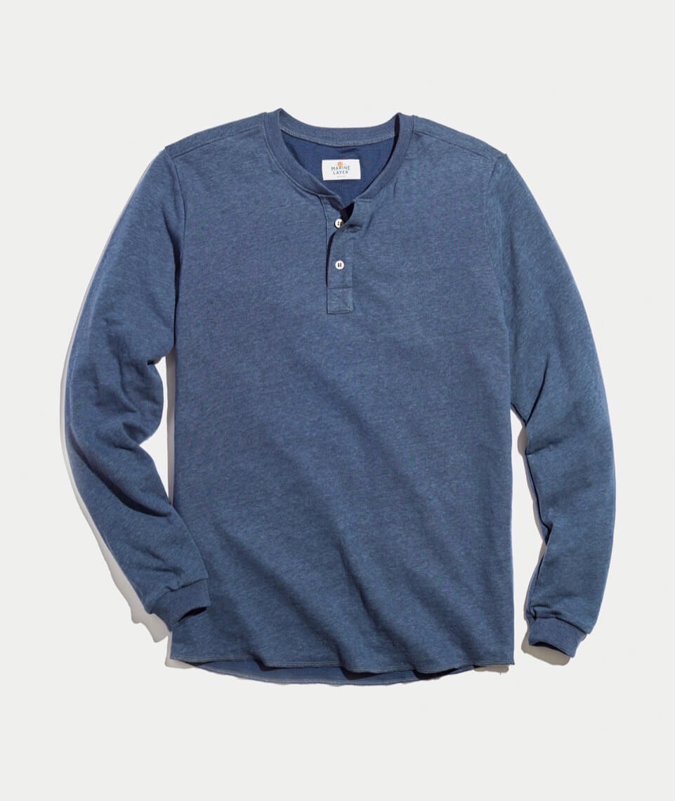 Double Knit Henley Deep Denim