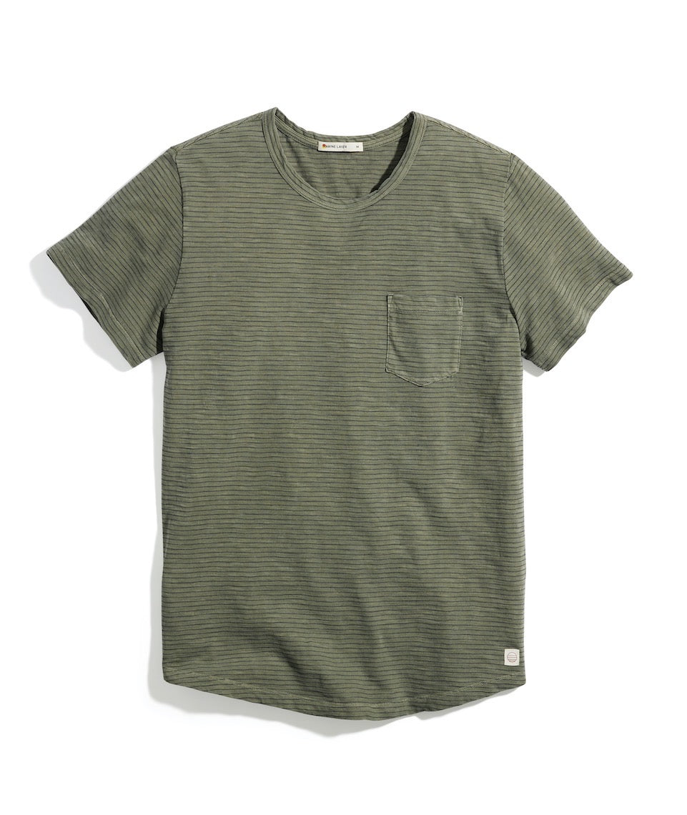 Saddle Hem Pocket Tee Dusty Olive