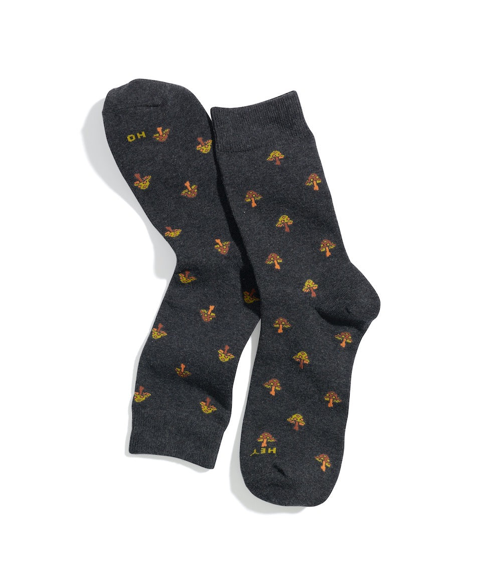 Crew Sock in Charcoal Mushroom