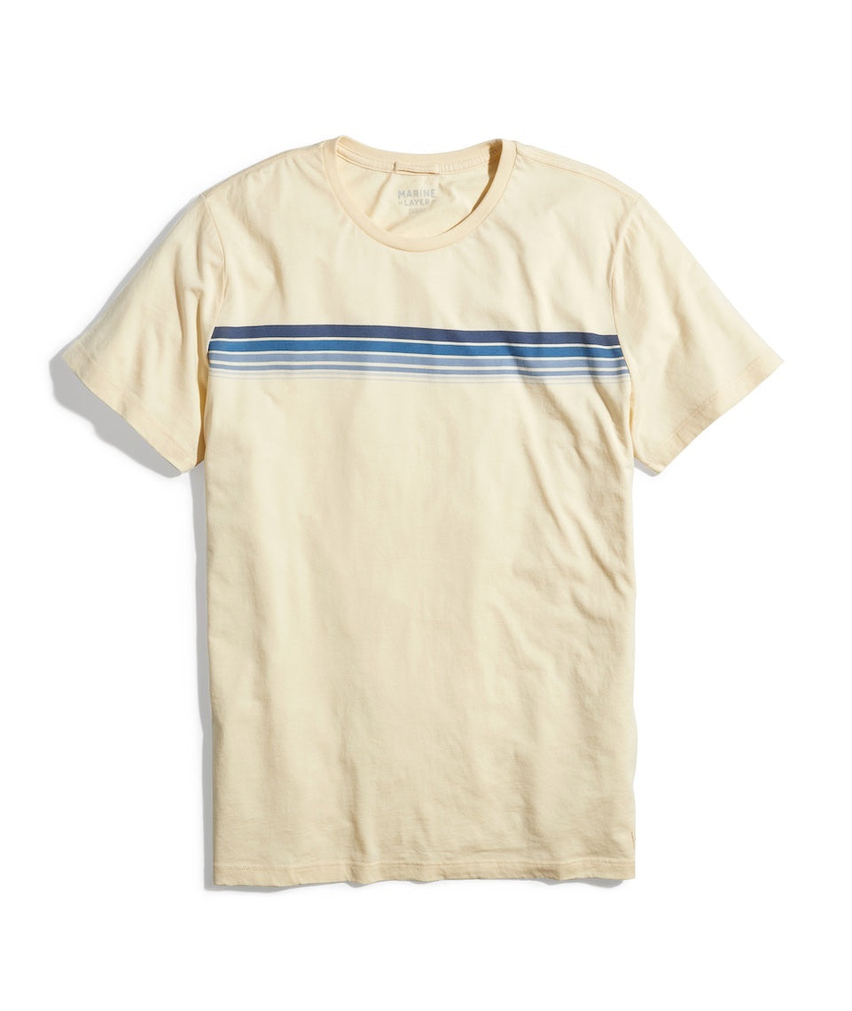 Signature Crew Graphic Tee Antique White Chest Stripe