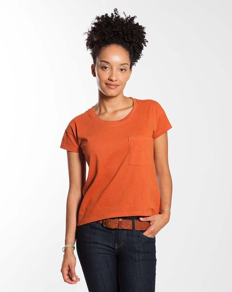 Sueded Jersey Drop Shoulder Tee - Terracotta