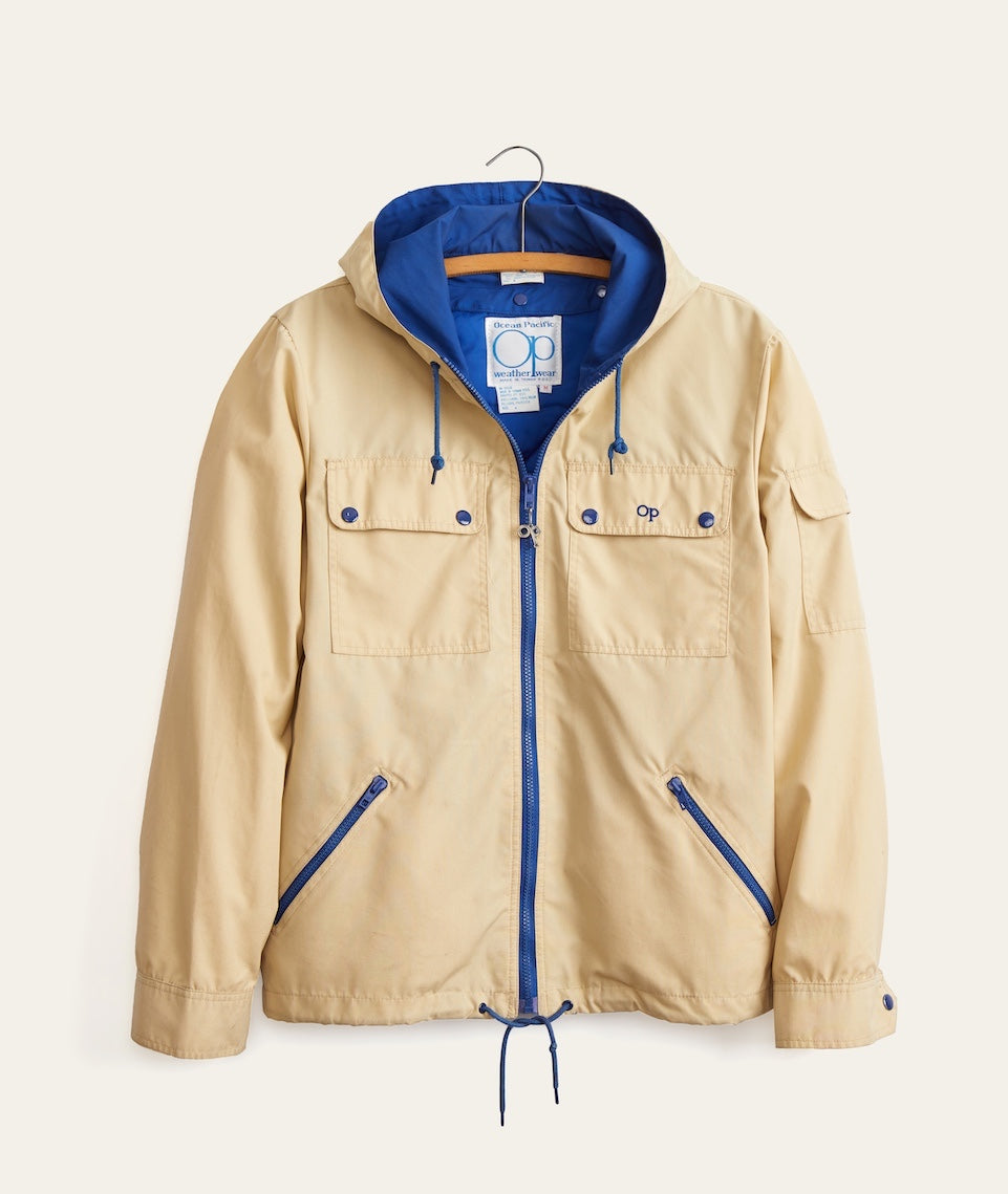 OP Zip Front Cotton Windbreaker in Khaki