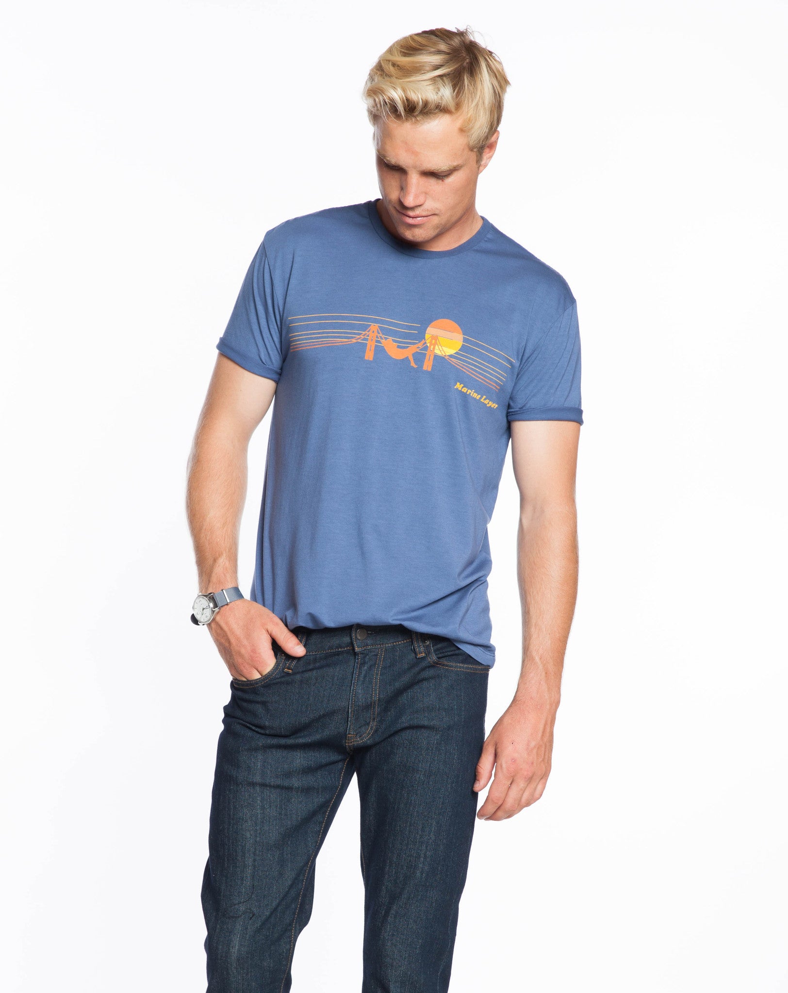 Sunset Logo Graphic Tee - Faded Navy