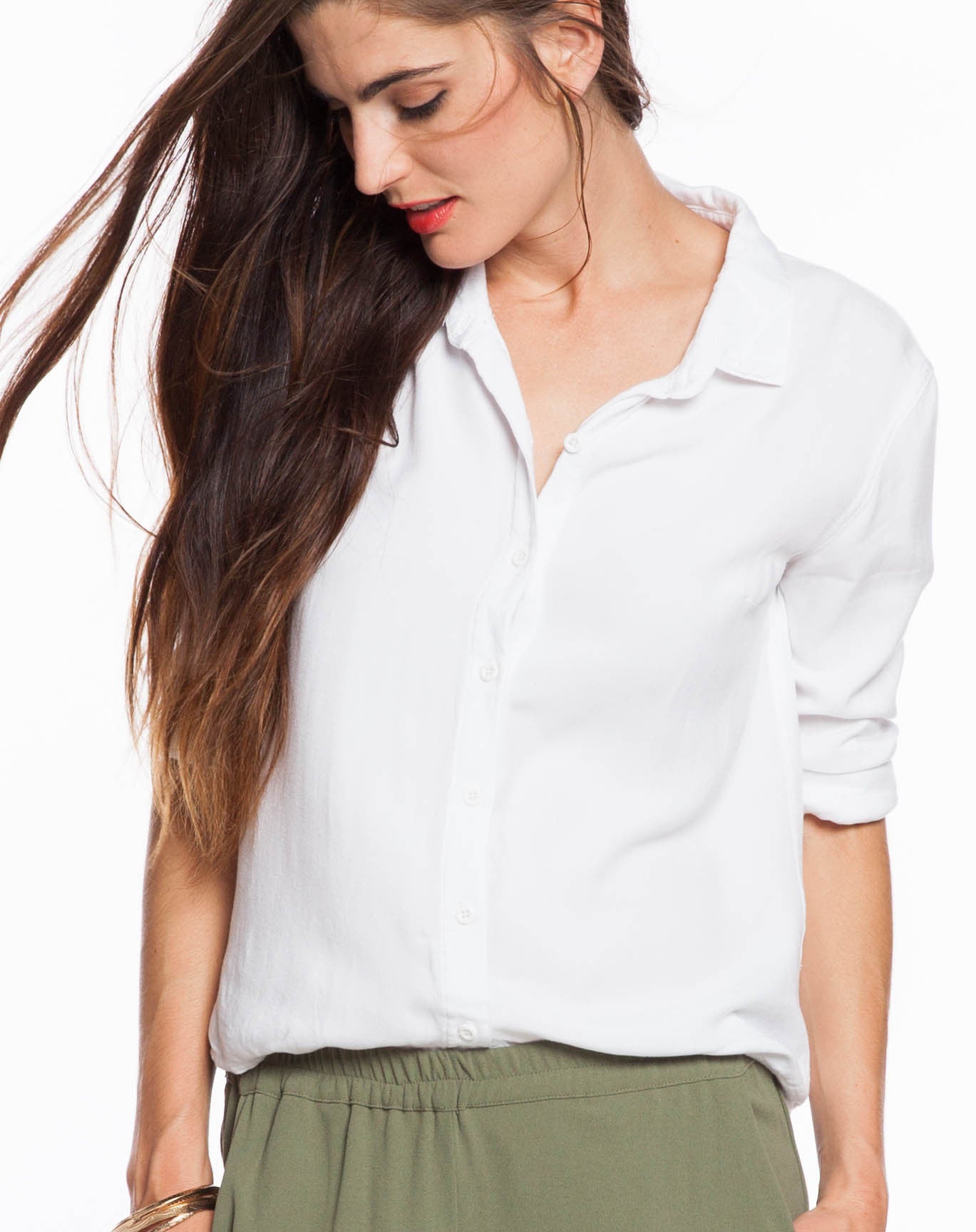 Women's Rayon Buttondown - Lily White