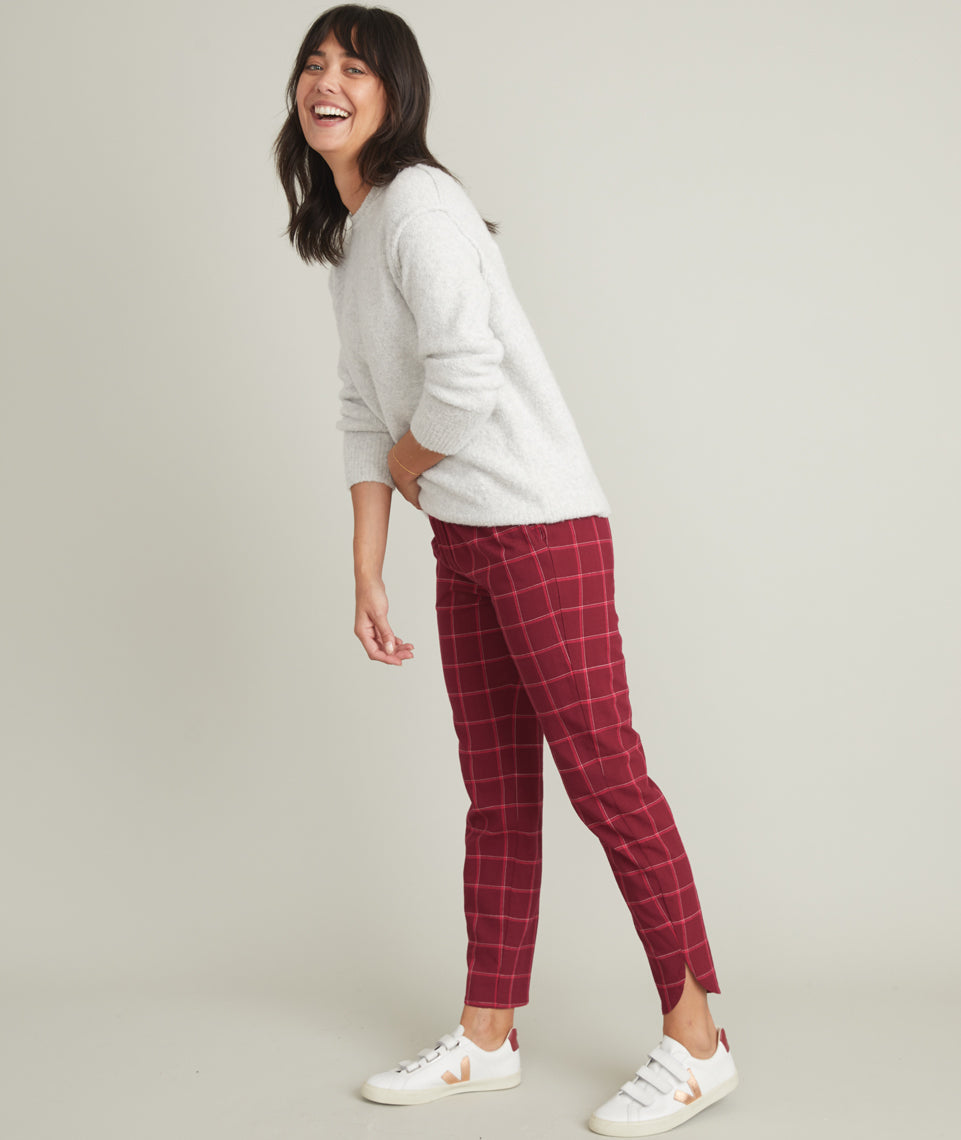 Allison Pant Ruby Wine Windowpane