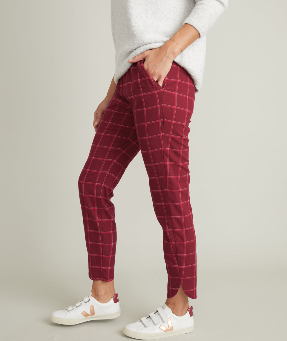 Allison Pant Ruby Wine Windowpane