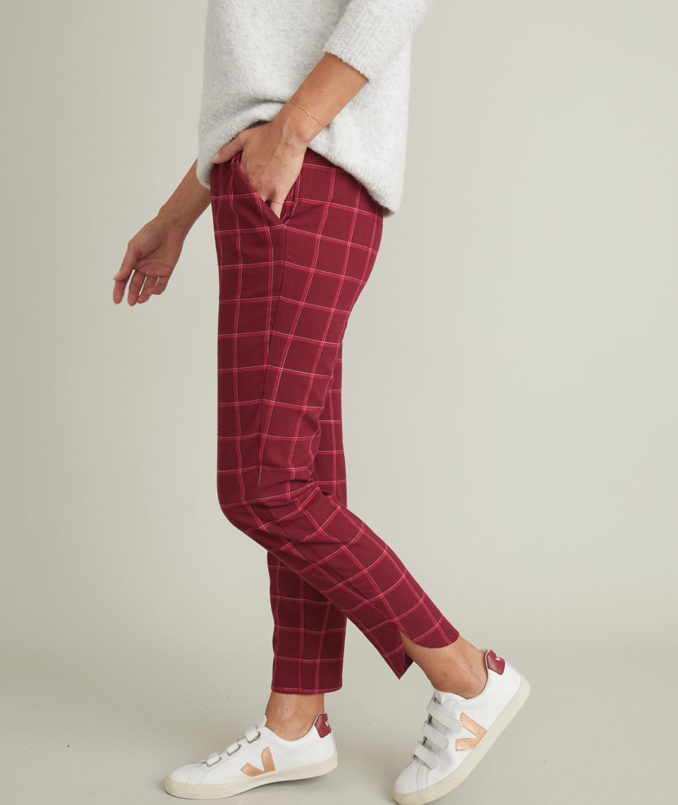 Allison Pant Ruby Wine Windowpane