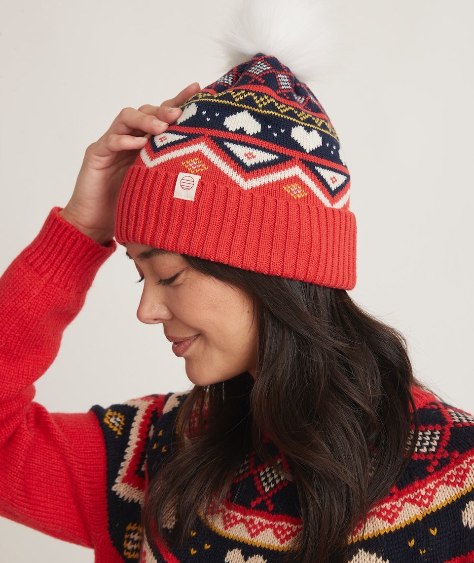 Fair Isle Beanie in Red