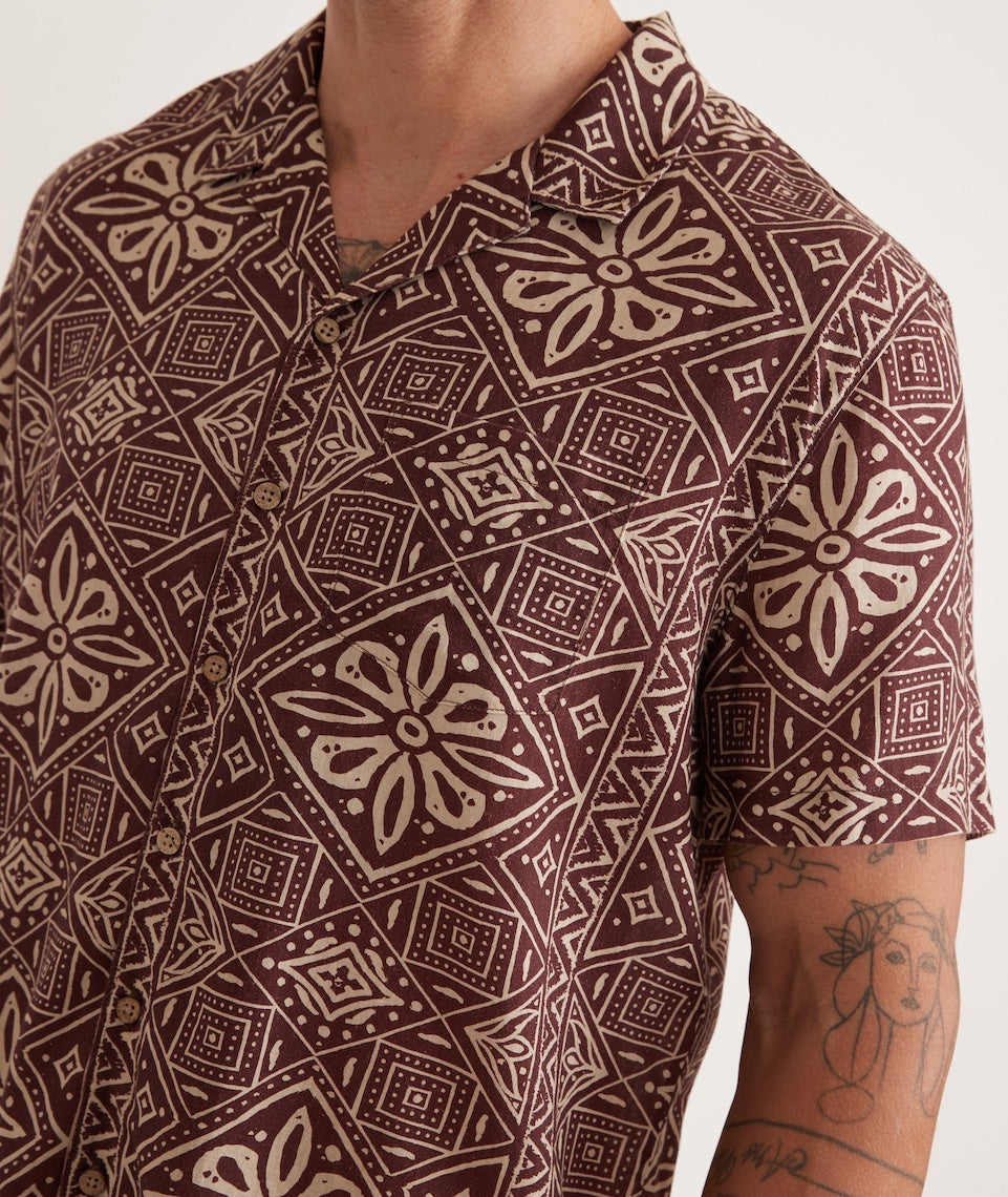 TENCEL™ Linen Resort Shirt in Purple Large Floral Print – Marine Layer