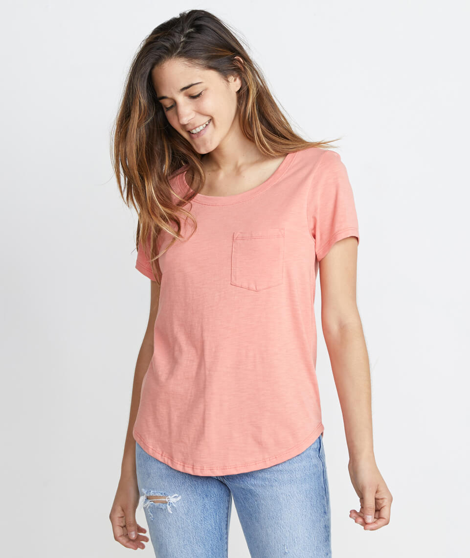 Boyfriend Pocket Tee Coral