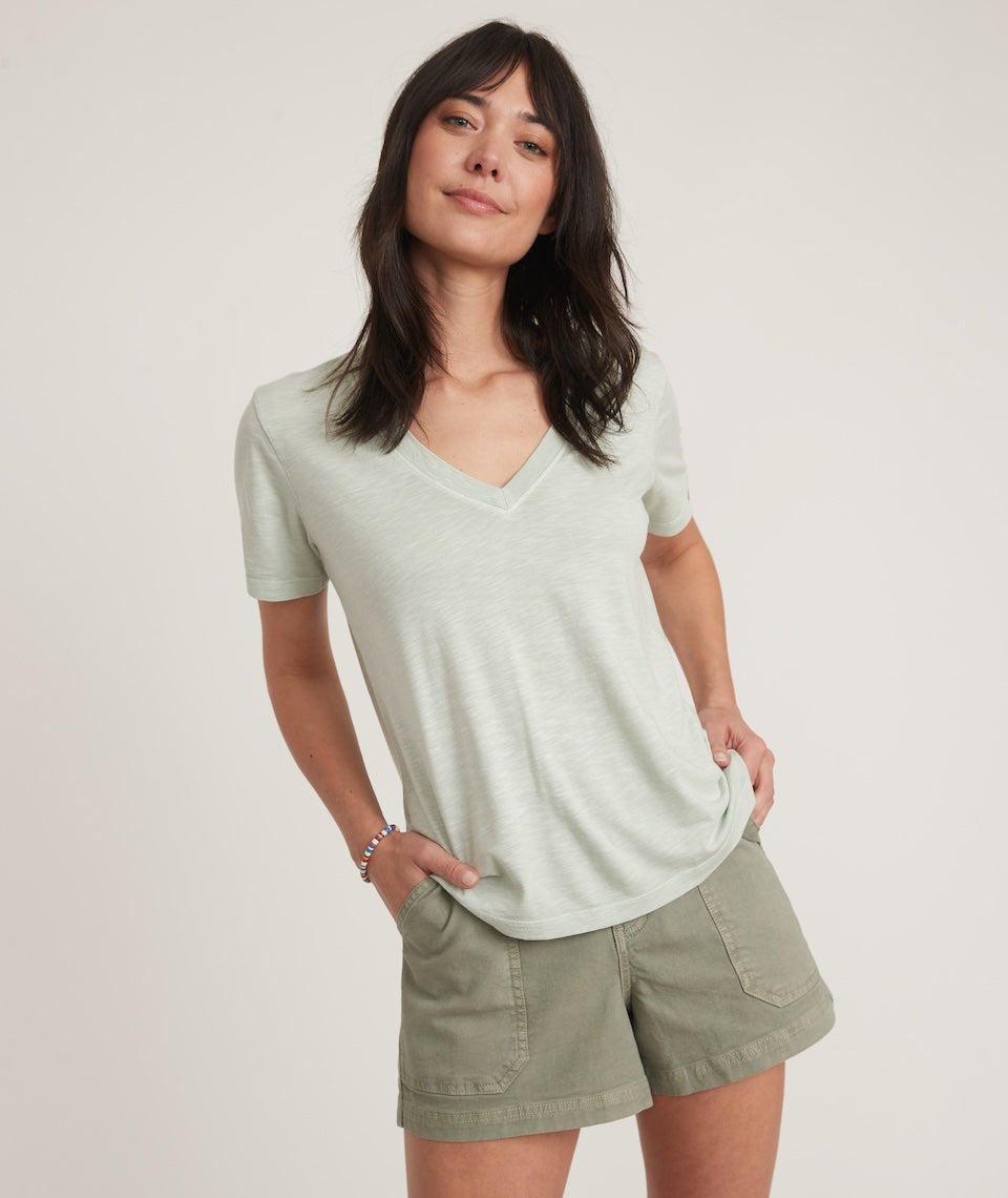 Boyfriend V-Neck Tee Smoke Green