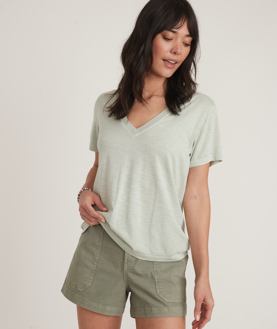 Boyfriend V-Neck Tee Smoke Green