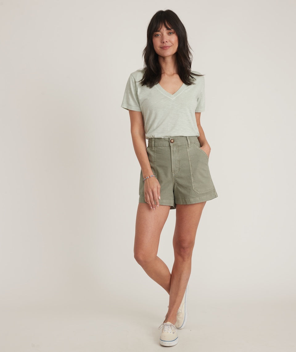 Boyfriend V-Neck Tee Smoke Green