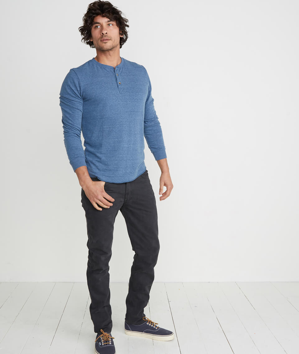 Double Knit Henley Faded Lagoon