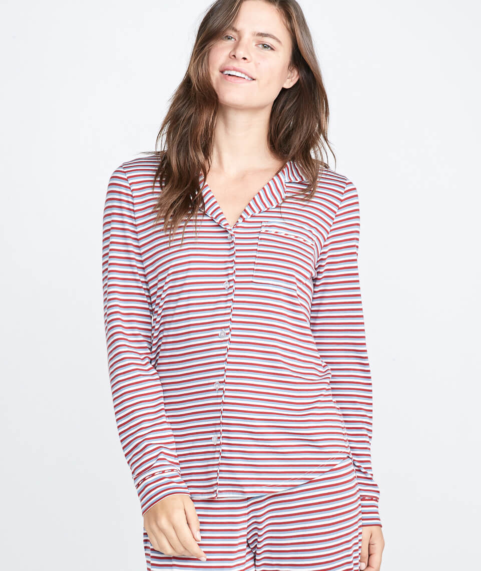 Classic PJ Top Rosewood Stripe