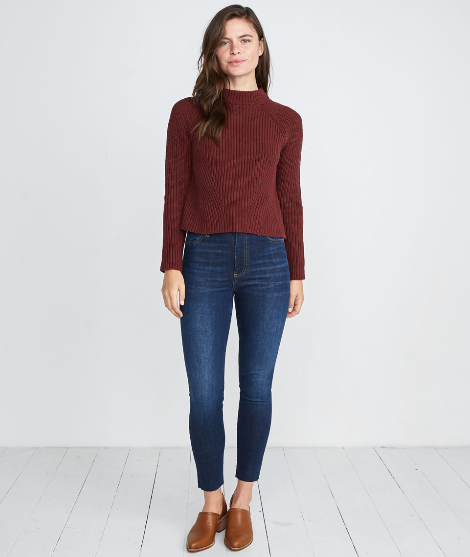 Cleo Mock Neck Sweater in Rosewood – Marine Layer