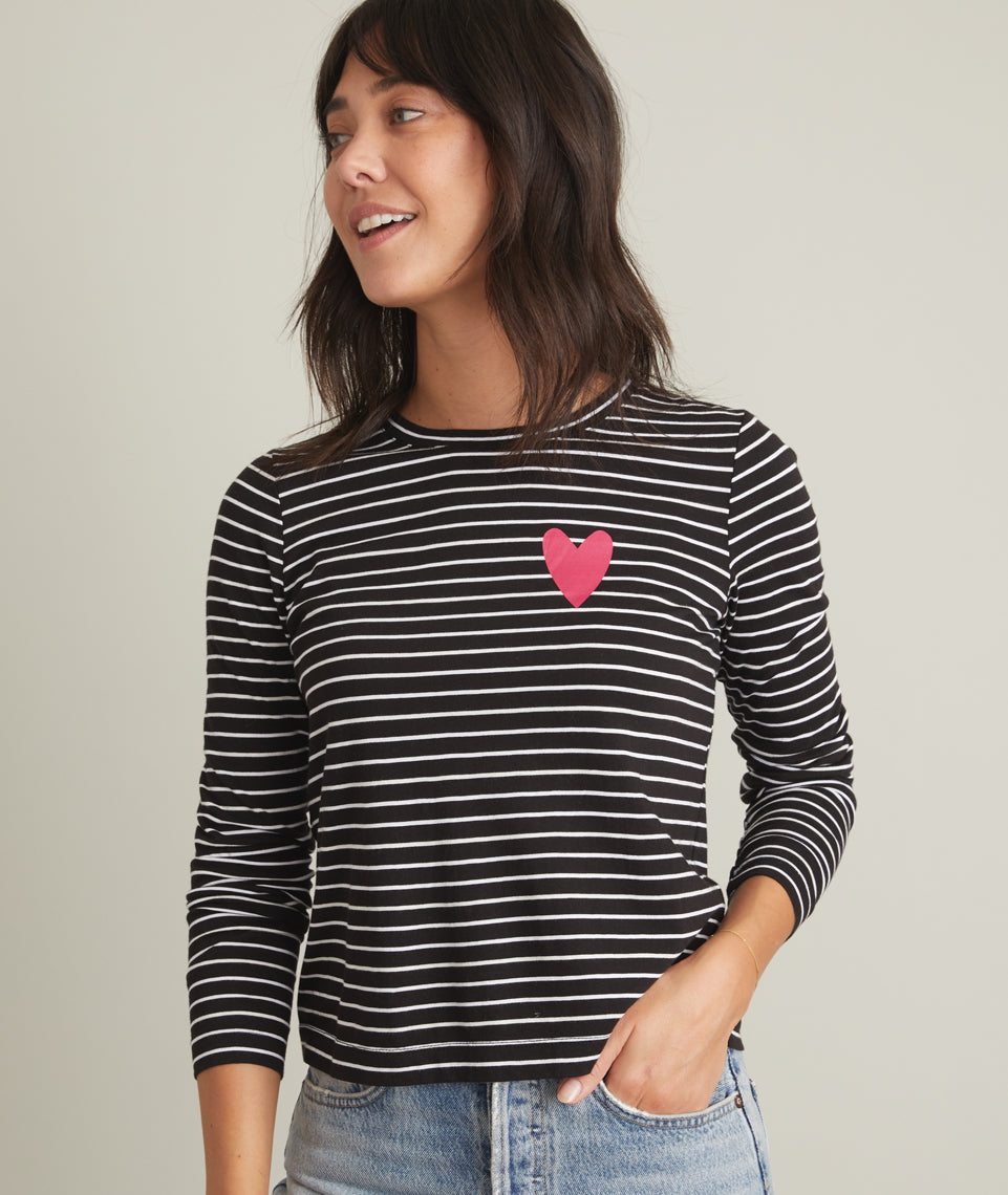 Chloe Top Black/White Stripe