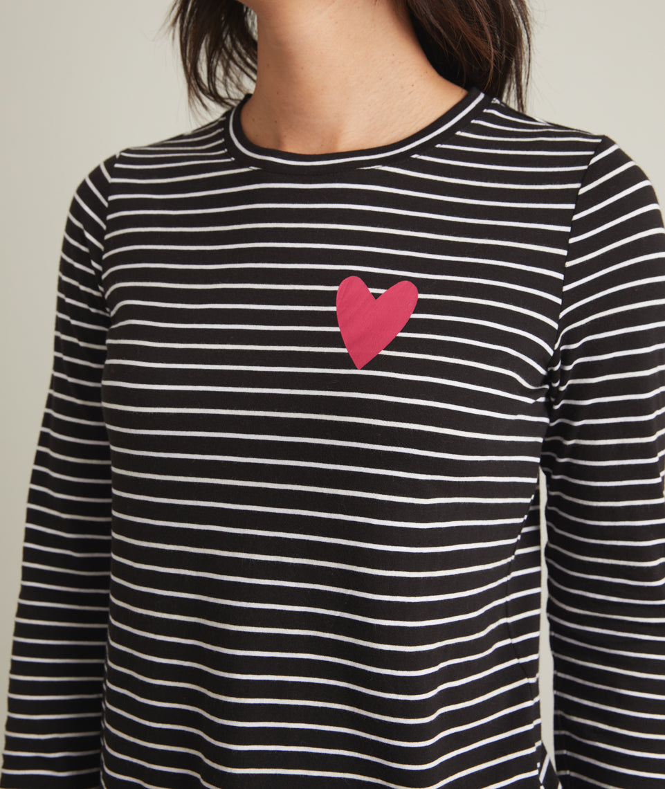 Chloe Top Black/White Stripe