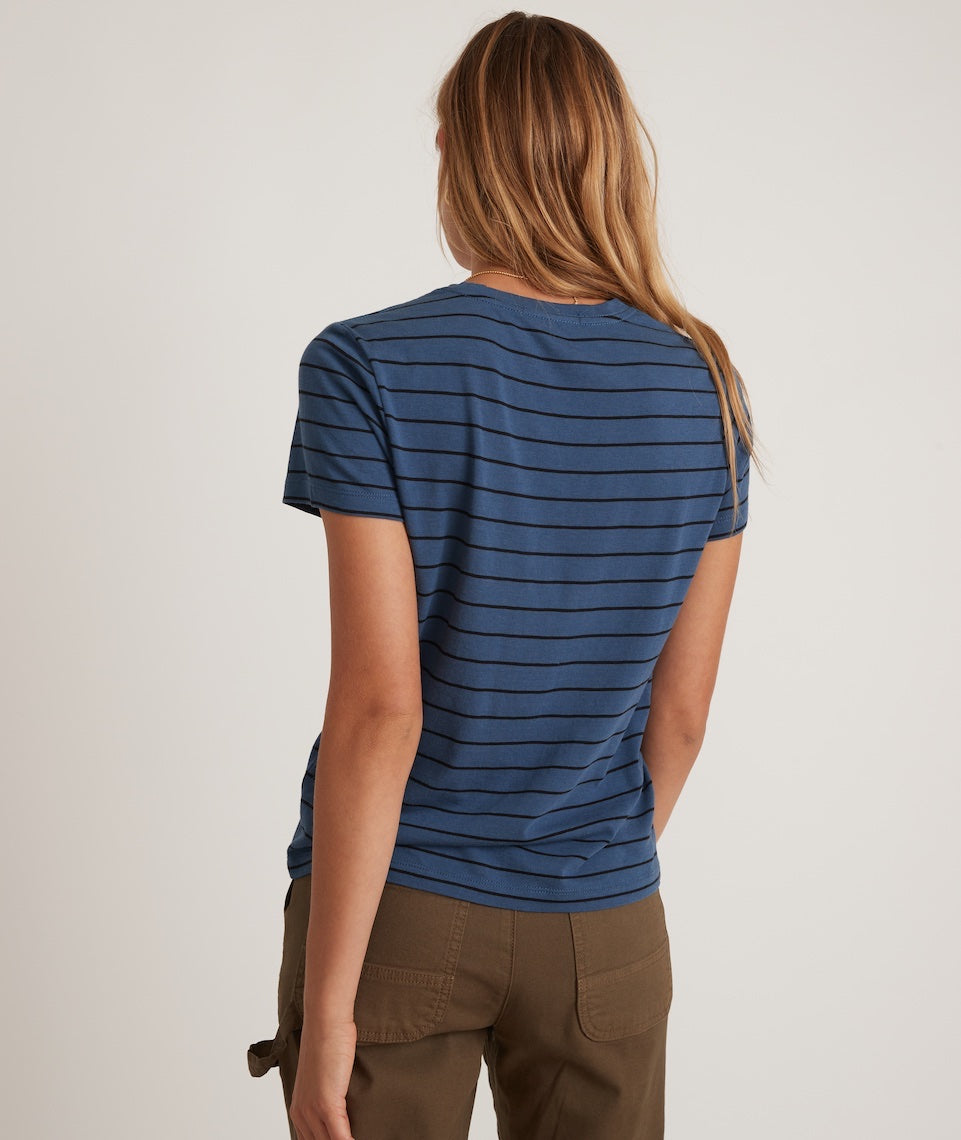 Classic Crew Tee Navy and Black Stripe