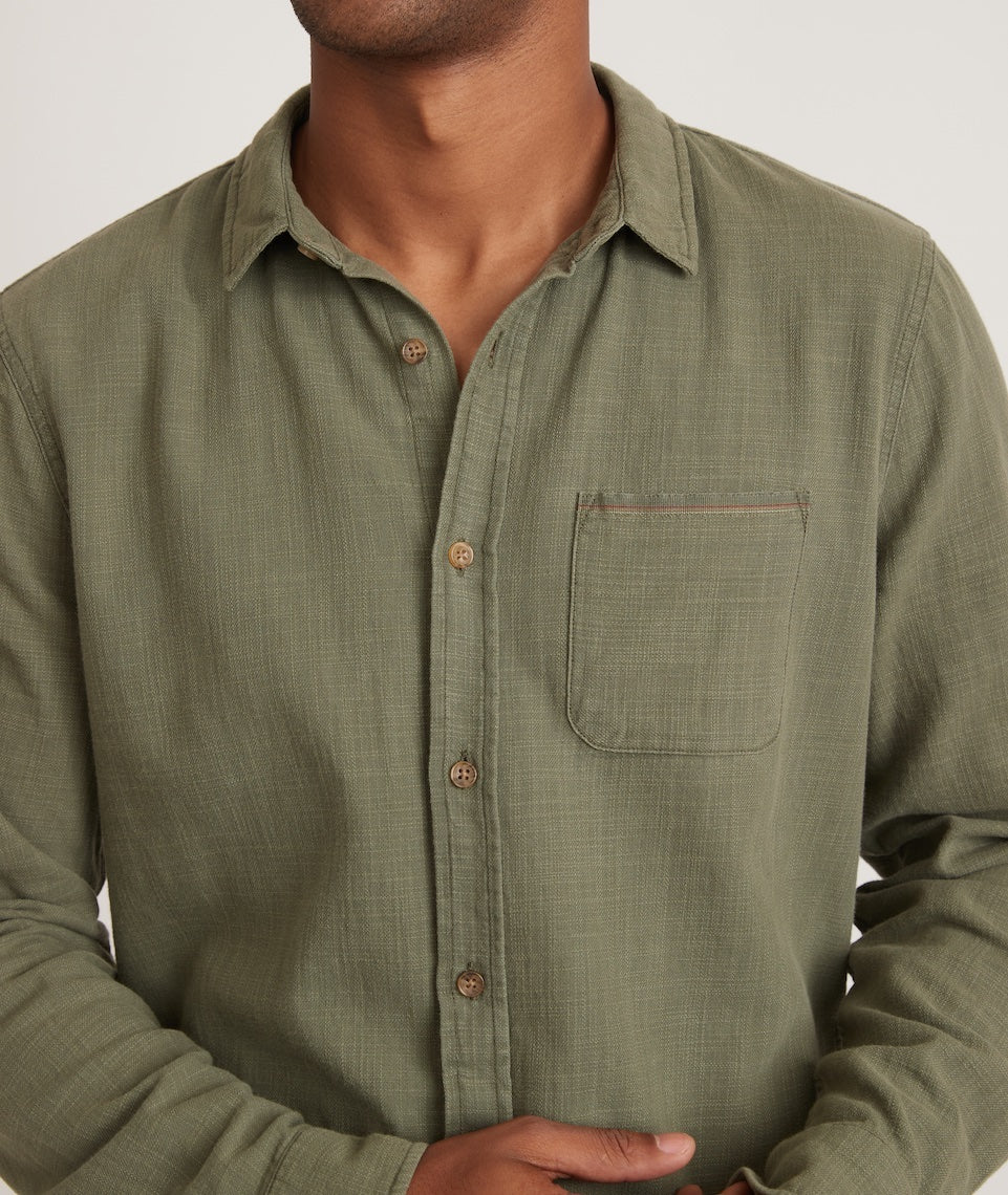 Classic Fit Long Sleeve Selvage Shirt in Dusty Olive