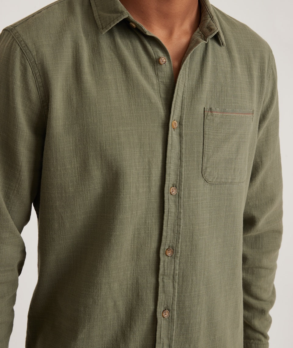 Classic Fit Long Sleeve Selvage Shirt in Dusty Olive