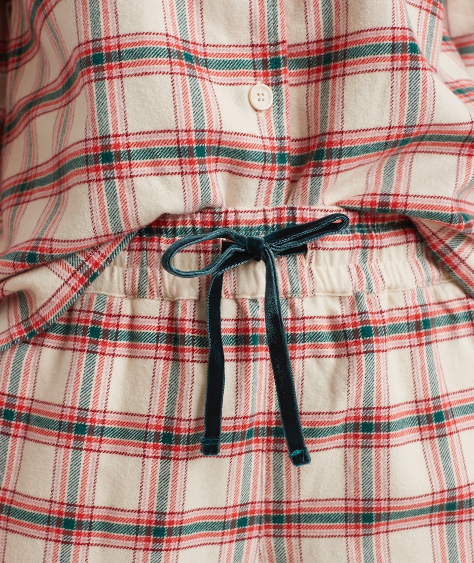Flannel Pajama Set- Grey/Red Plaid Medium