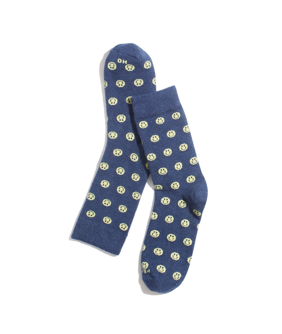 Crew Sock in Navy/Smileys