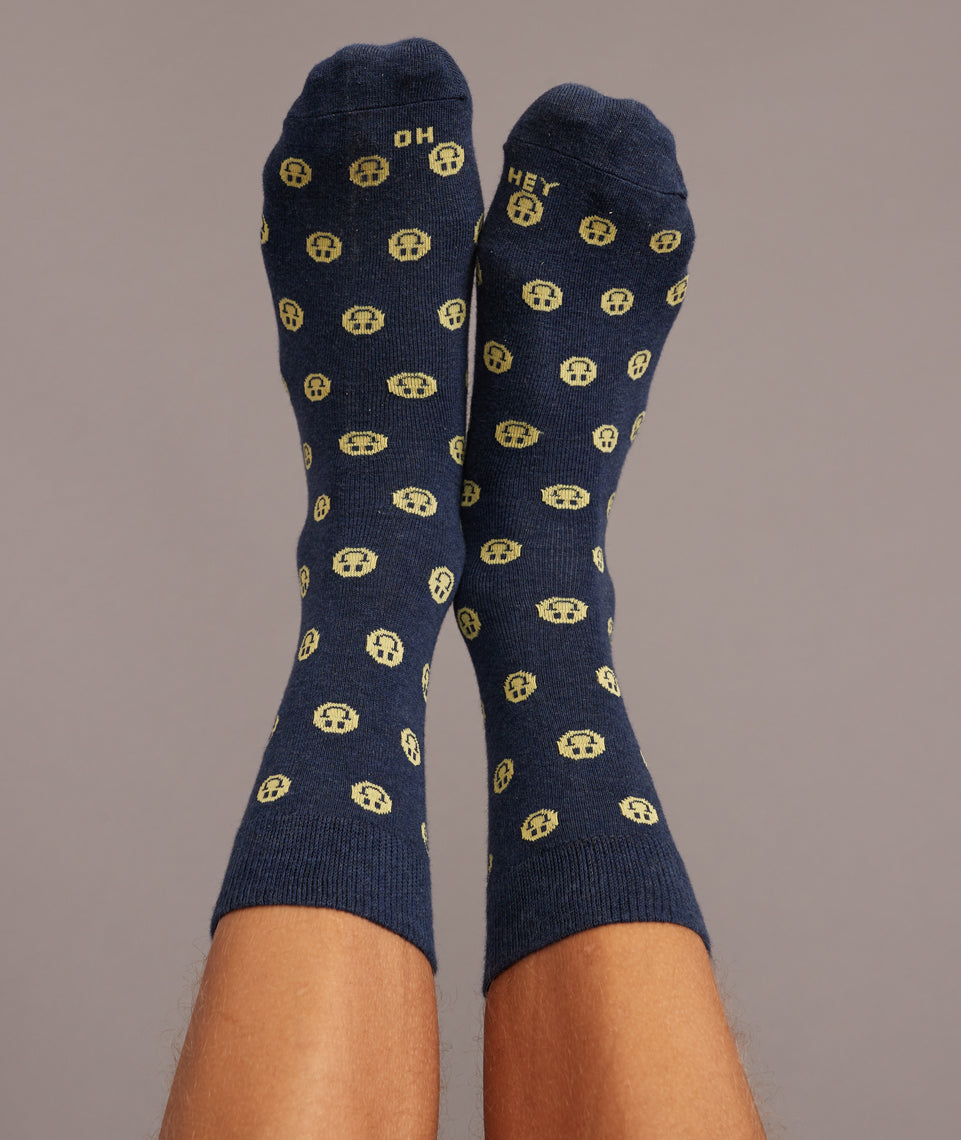 Crew Sock in Navy/Smileys