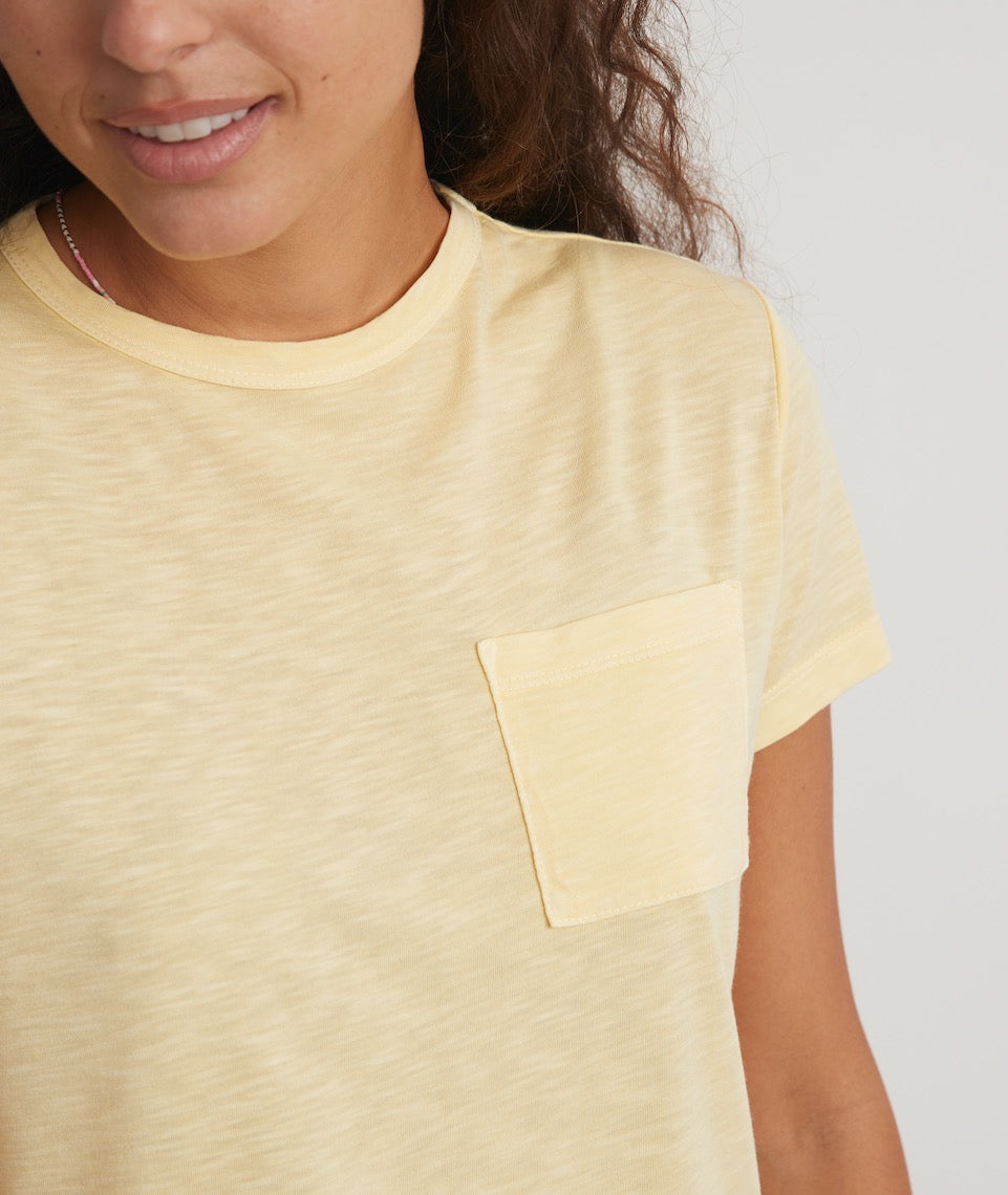 Crop Pocket Tee Pale Banana