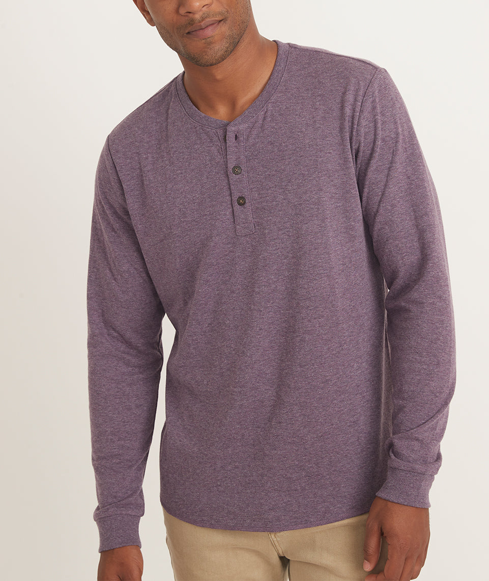 Double Knit Long Sleeve Henley Dark Purple