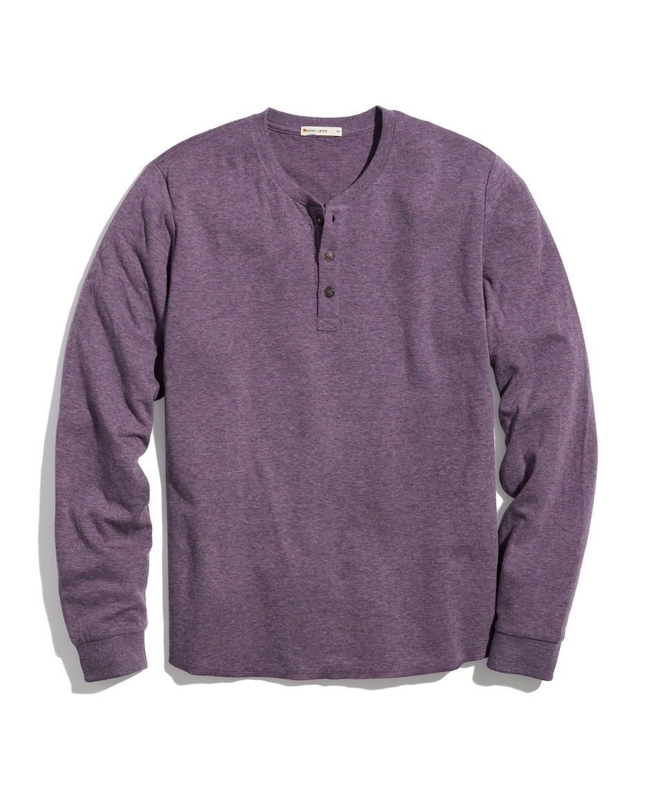 Double Knit Long Sleeve Henley Dark Purple