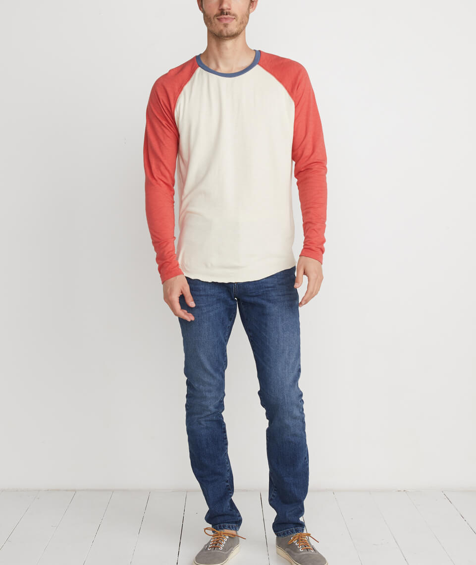 Double Knit Baseball Raglan Antique White / Baked Apple