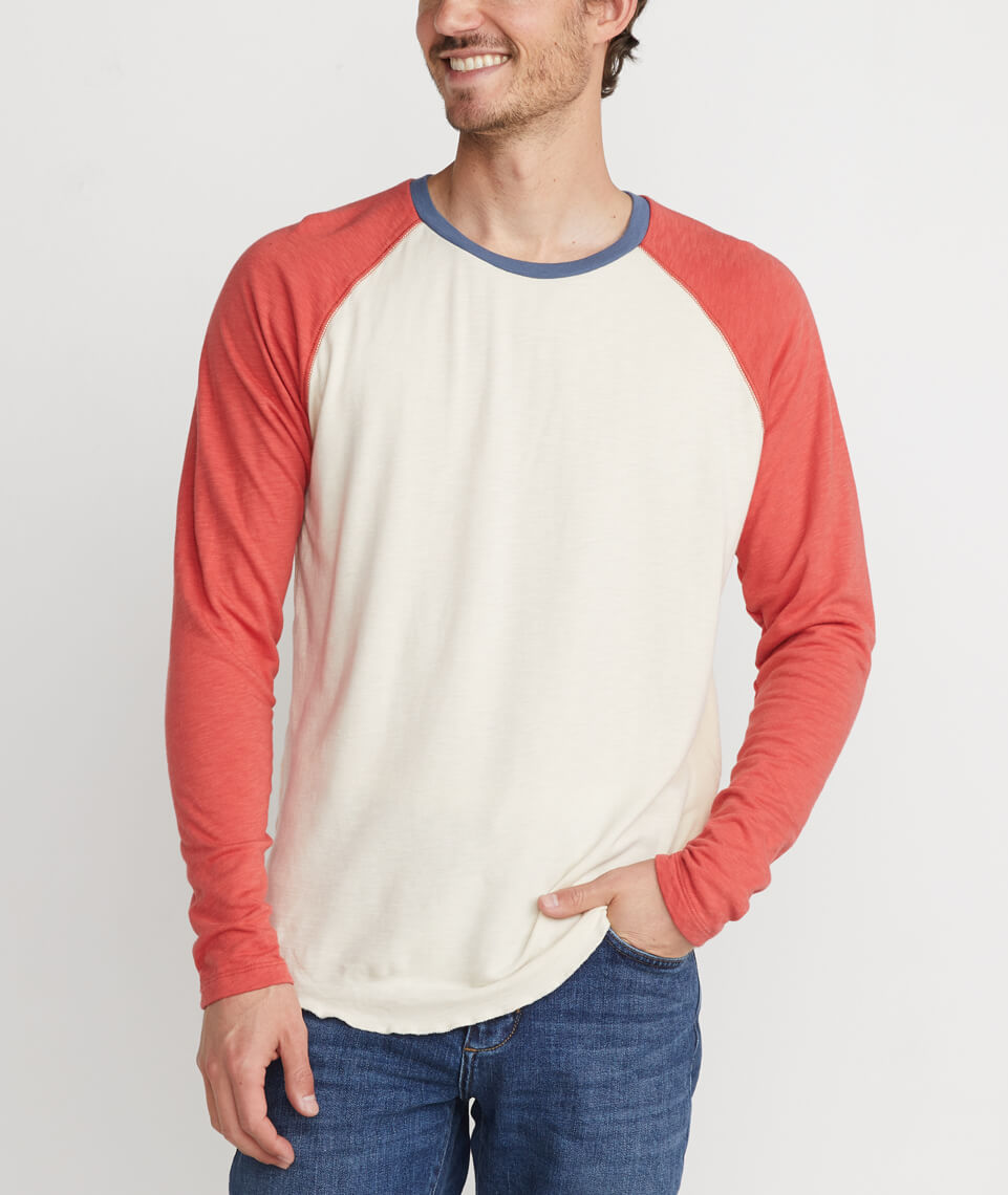 Double Knit Baseball Raglan Antique White / Baked Apple