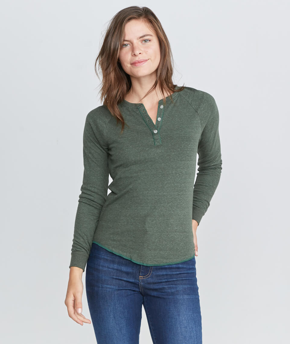 Double Knit Henley in Moss – Marine Layer