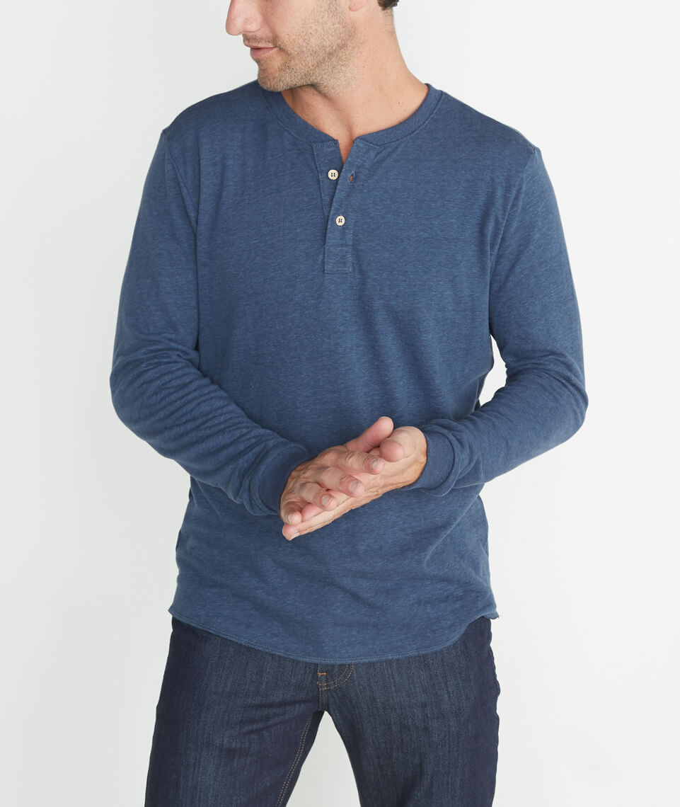 Double Knit Henley Deep Denim