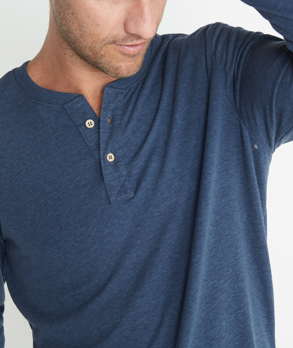 Double Knit Henley Deep Denim