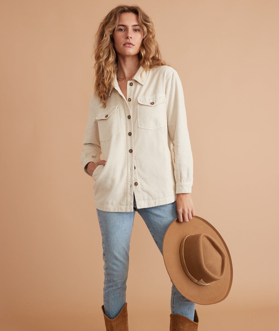 Jemma Cord Overshirt Ivory