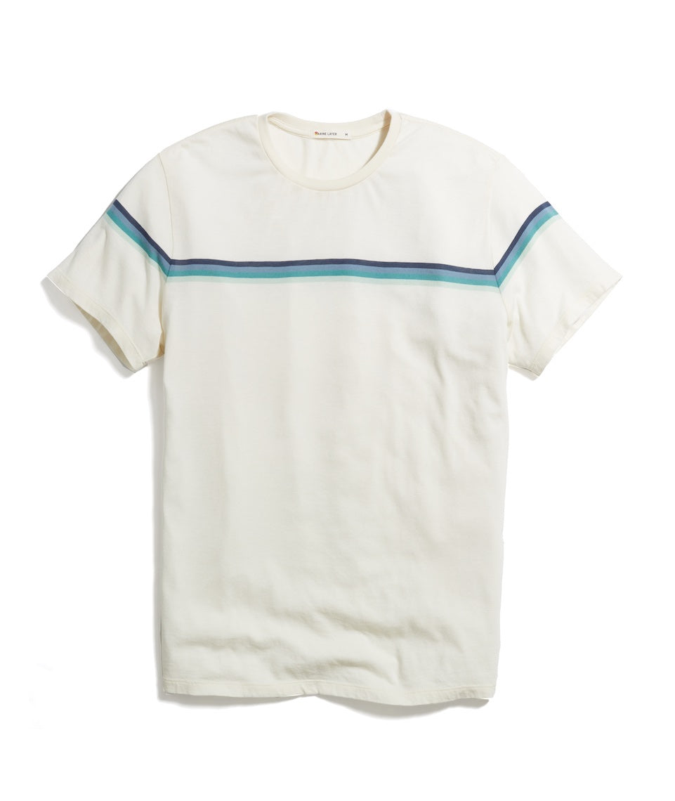 Signature Crew Tee Natural Green Stripe