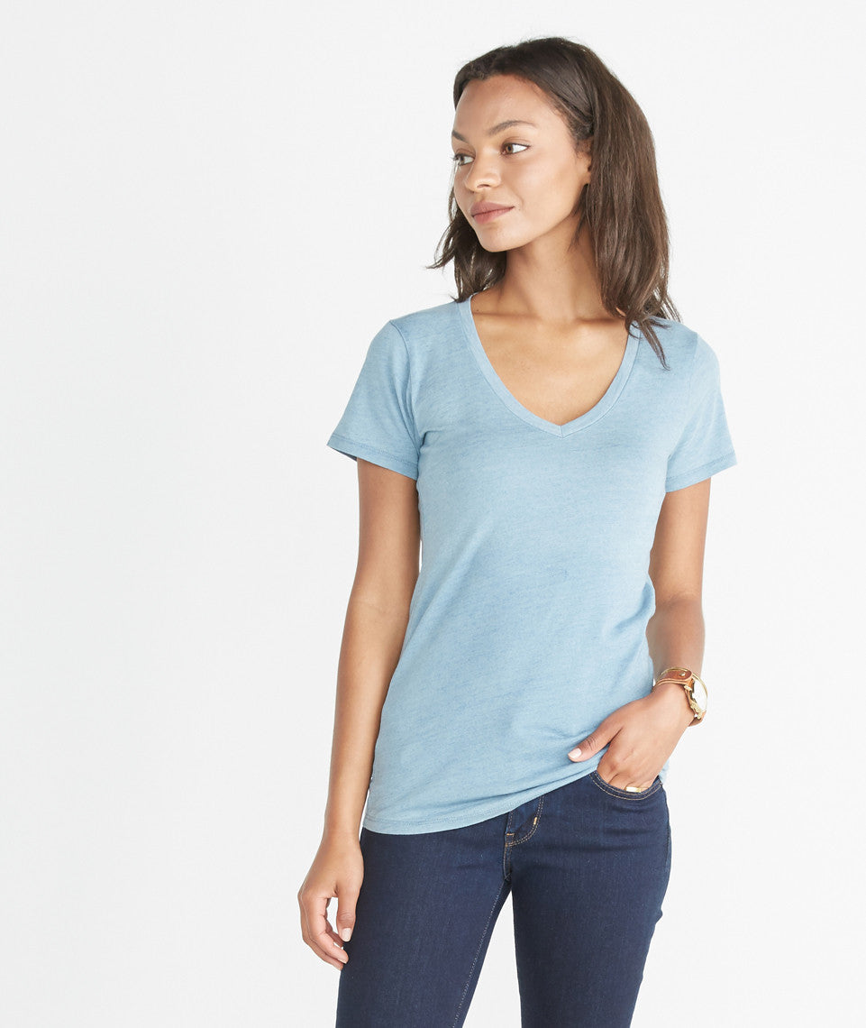 Slub V-Neck - Faded Indigo