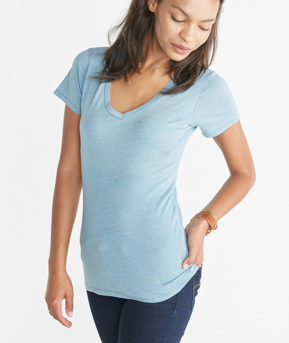 Slub V-Neck - Faded Indigo