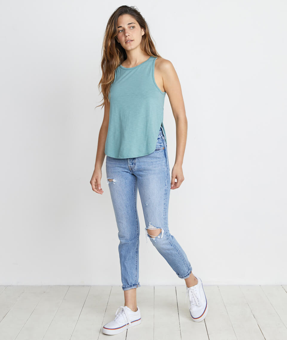 Side Tulip Tank Surf Green