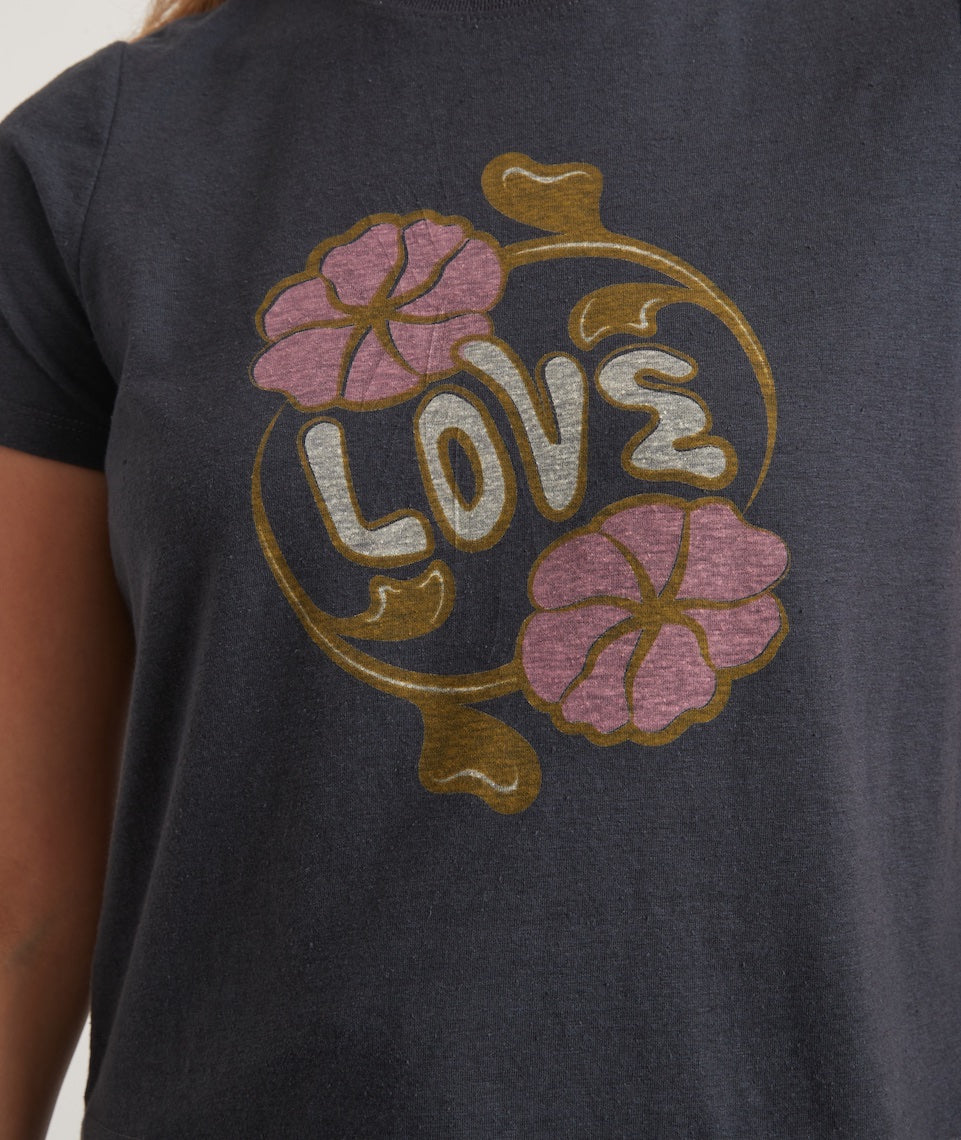 Graphic Triblend Crop Tee Flower Love