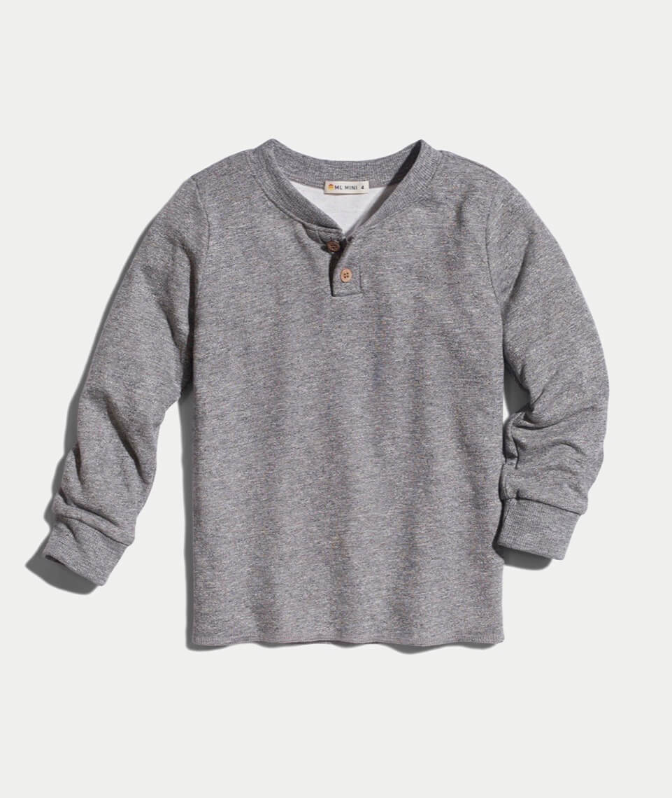 Mini Double Knit Henley Heather Grey