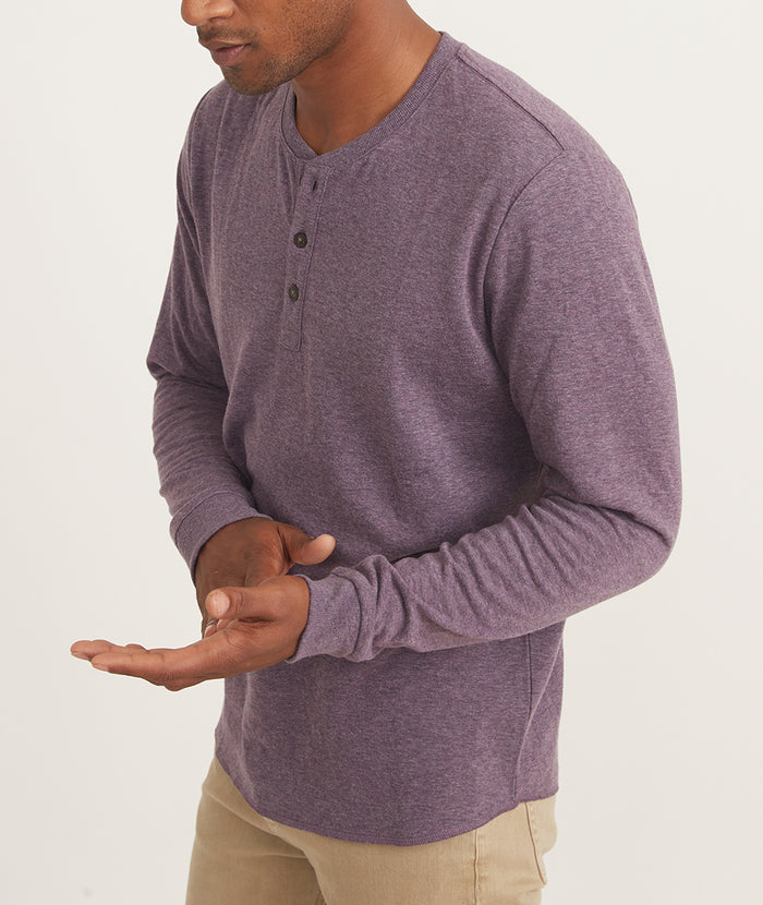 Double Knit Long Sleeve Henley in Dark Purple – Marine Layer