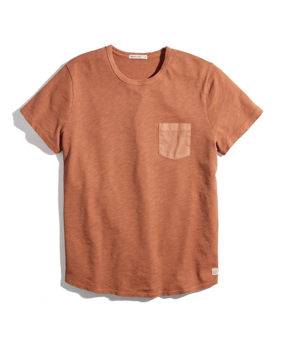 Vintage Heavy Slub Pocket Tee Amber Brown