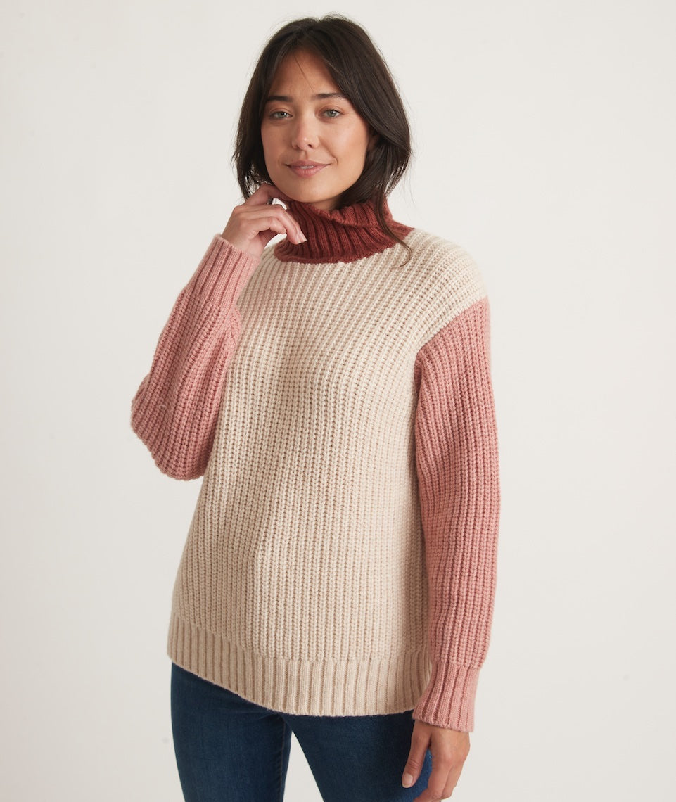 Juniper Oversized Turtleneck Colorblock